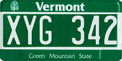 VT license plate XYG342