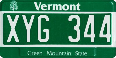 VT license plate XYG344