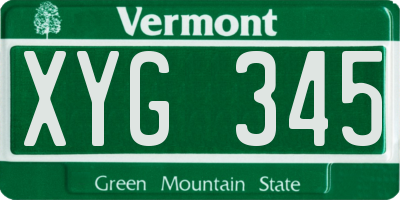 VT license plate XYG345