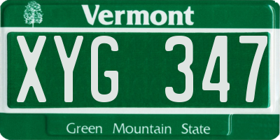 VT license plate XYG347