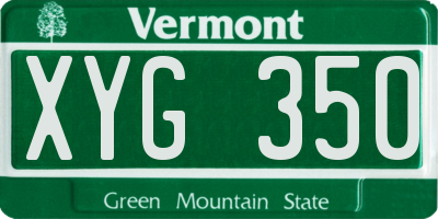 VT license plate XYG350