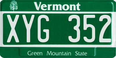 VT license plate XYG352