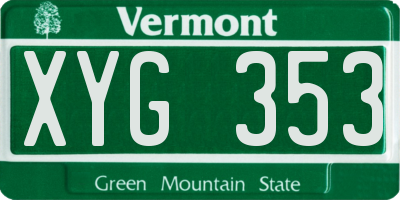 VT license plate XYG353