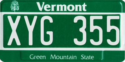 VT license plate XYG355
