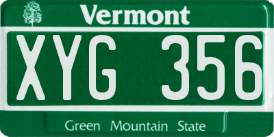 VT license plate XYG356