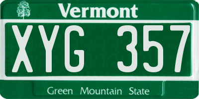 VT license plate XYG357