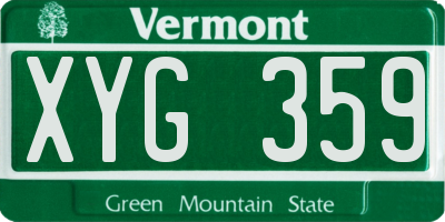 VT license plate XYG359