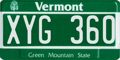 VT license plate XYG360