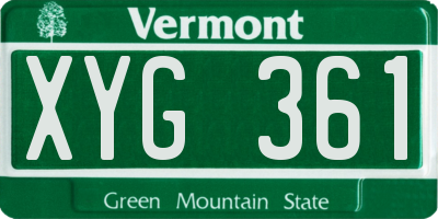 VT license plate XYG361