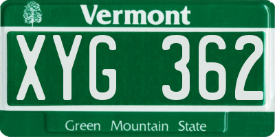 VT license plate XYG362