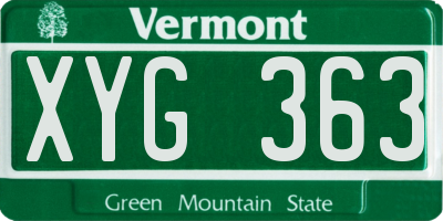 VT license plate XYG363