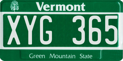 VT license plate XYG365