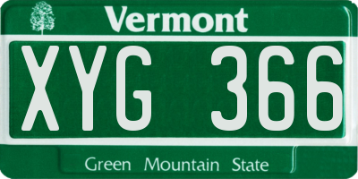 VT license plate XYG366