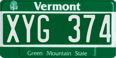 VT license plate XYG374