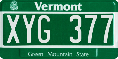 VT license plate XYG377