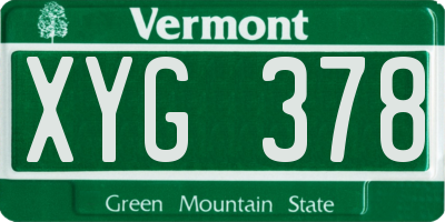 VT license plate XYG378