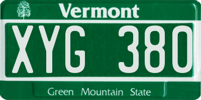 VT license plate XYG380