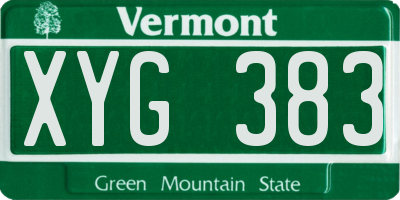 VT license plate XYG383