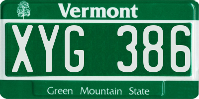 VT license plate XYG386