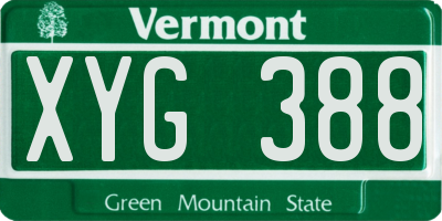 VT license plate XYG388