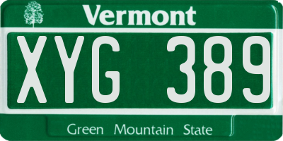 VT license plate XYG389
