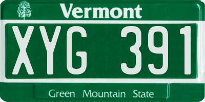 VT license plate XYG391