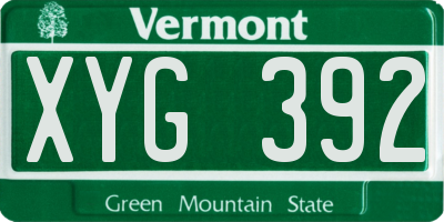 VT license plate XYG392