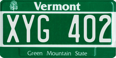 VT license plate XYG402