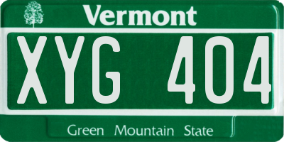 VT license plate XYG404