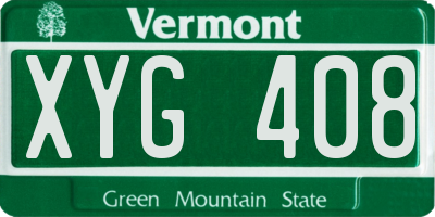 VT license plate XYG408