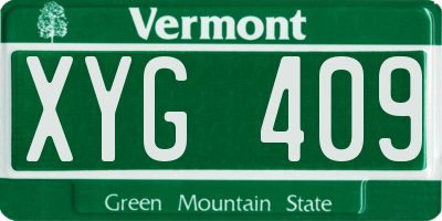 VT license plate XYG409