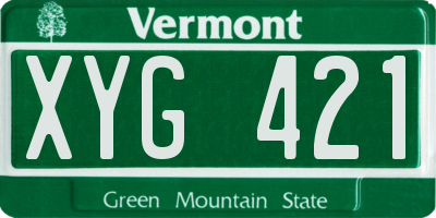 VT license plate XYG421