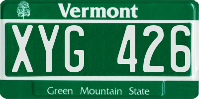 VT license plate XYG426