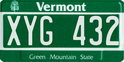 VT license plate XYG432