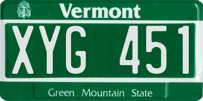 VT license plate XYG451