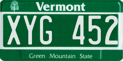 VT license plate XYG452
