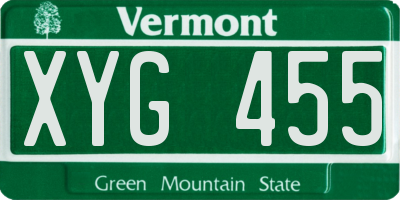VT license plate XYG455