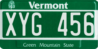 VT license plate XYG456