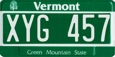VT license plate XYG457