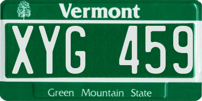 VT license plate XYG459