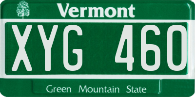 VT license plate XYG460