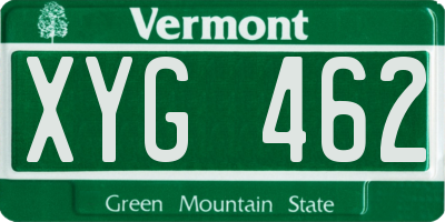 VT license plate XYG462