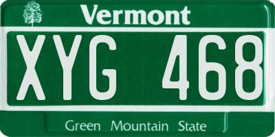 VT license plate XYG468