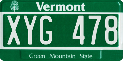 VT license plate XYG478