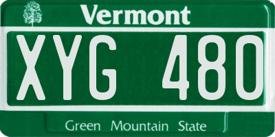 VT license plate XYG480