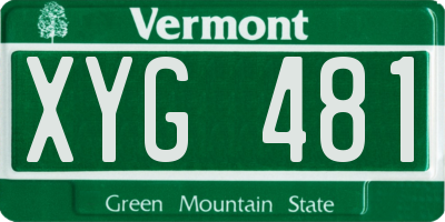 VT license plate XYG481