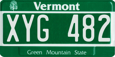 VT license plate XYG482
