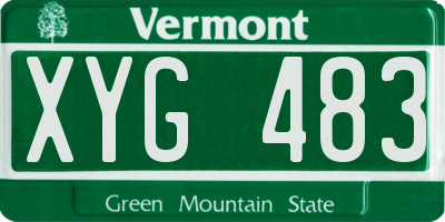 VT license plate XYG483