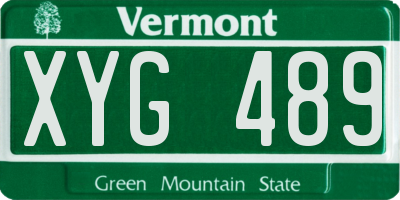 VT license plate XYG489