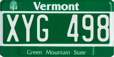 VT license plate XYG498